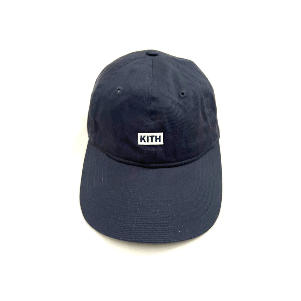 KITH Box Logo Dad Hat Cap One Size Navy Blue Adjustable Twill